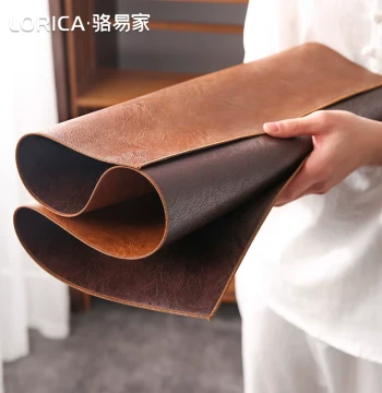 LORiCA Chinese-Style Tea Mat Zen Waterproof Leather Coaster for Teacups, Tea Table Cloth, and Tea Station