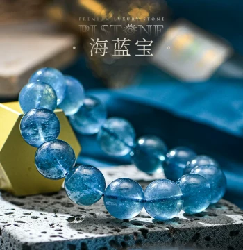PLSTONE Luxury Quality Crystal Natural Crystal Brazil Old Mine Aquamarine Bracelet Blue Bracelet for Women