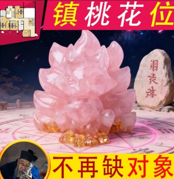 New Chinese Style Crystal Fox Ornament, Nine-Tailed Fox for Love Corner, Chinese Culture Decor, Rose Quartz Ornament for Singles to Attract Romance