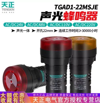 Tianzheng TGAD1-22MSJE Sound Light Buzzer AD16-22SM Flash Alarm 220V 24V Hole Diameter 22MM
