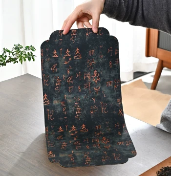 Retro Waterproof Dry Brew Small Tea Mat Pad - Oracle Bone Script Chinese Style Master Mat, Tea Table Cloth, Teacup Coaster, Tea Set Accessory