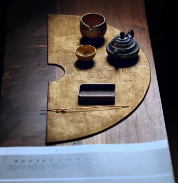 Shuangzimei Fabric New Chinese Style Tea Mat Thickened Round Retro Dry Brew Tea Zen Teapot Pad Coaster Tea Table Cloth
