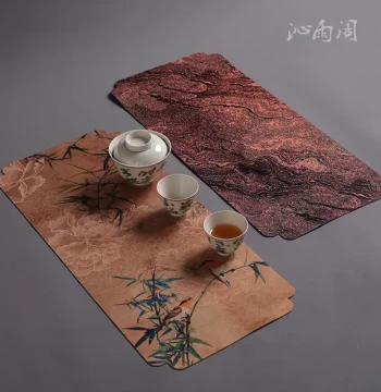 Xiangyunsha Vintage Waterproof Tea Mat, New Chinese Zen Style Double-Sided Fine-Forged Dry Brewing Pad, Retro Tea Mat, Table Runner, Master's Seat