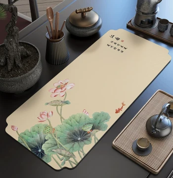 New Chinese Style Zen Tea Table Mat, Tea Ceremony Drainage Pad, Diatomite Water-Absorbing Mat, Heat-Insulating Tea Table Mat, Teaware and Cup Coasters