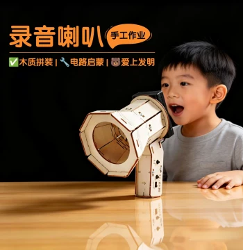 Science Experiment Wooden Recording Horn Handmade Assembly Model Children's Educational Toy Elementary School Tech Project