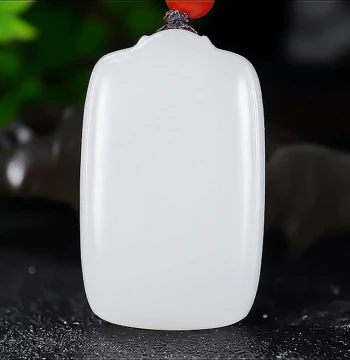 Master Guo Lei's Xinjiang Creation: Hetian Jade Mutton White Jade Peace Safety Plaque A (Light-Translucent)