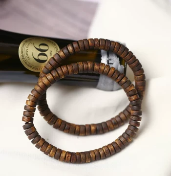 Natural Nightingale Green Qinan Agarwood Medicine Tablet Bracelet, Authentication Supported, High Oil Content Unisex Agarwood Playing Bead Bracelet