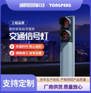 LED Traffic Signal Light Pole for Roads, Red/Green Signals, 3m/4m Height