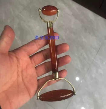 Face Eye Dual-Head Jade Massager Face Pushing Massage Stick Natural Red Agate Facial Slimming Roller Beauty Instrument