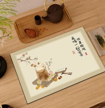 Chinese Style Tea Pad Water-Absorbing Quick-Drying Diatom Mud Drainage National Style Placemat Heat Insulation Table Pad Kitchen Countertop Teacup Tea Table Pad