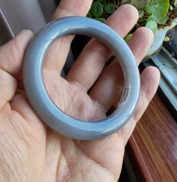 Comes with Certificate: Hetian Jade Smoky Purple with Floating Patterns Bangle, 57mm Premium Authentic Piece, Goddess Style National Trend Purple Mist Fairy