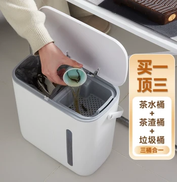 Chinese Style Tea Waste Bucket with Drain Pipe and Tea Residue Separator: Filtered Tea Tray Trash Bin and Teaware Accessory