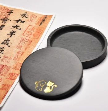 Anhui She Inkstone Calligraphy Inkstone with Lid, Natural Raw Stone Clearance Sale, Old Pit Premium Water Ripple and Luo Wen Patterns, for Calligraphy and Traditional Painting, Ink Grinding, Paper, Brush, Inkstone, Four Treasures of the Study, Ink Stick S