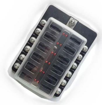12-Way Automotive Fuse Box with LED Indicator - Modified Wiring Terminal Block for Cars and RVs