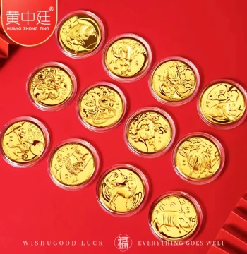 Gold Chinese Zodiac Coin Gift Box, 9999 Pure Gold Commemorative Coin for Investment, Collection, and Zodiac Year Gifting