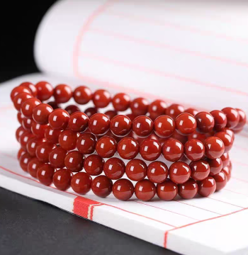 Natural Southern Red Agate Bracelet Sichuan Baoshan Persimmon Red 108 Beads Full Color Full Flesh Few Cracks Impurities Multi-Loop Buddhist Beads