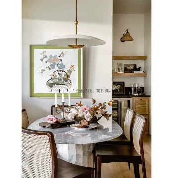 Ruonai Hanging Art, Real Silk Embroidery 'Harmony and Fulfillment', Silk-Craft New Chinese Style Living Room Decor, Entryway Painting