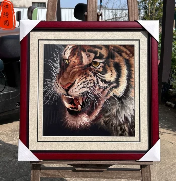Intangible Cultural Heritage Pure Handmade Su Embroidery Tiger Suzhou Silk Living Room Entrance Hanging Painting Bedroom Office Decorative Painting