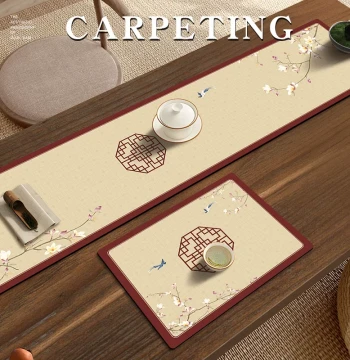 New Chinese Style Coffee Table Cloth, Classical Tea Table Zen Table Runner, Tea Mat, Absorbent Tea Tray Pad, Waterproof Mat