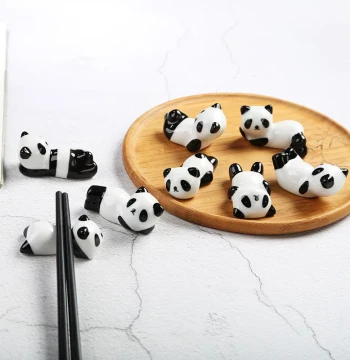 Cute Little Panda Chopstick Rest, Creative National Treasure Panda Ceramic Ornament, Household Chopstick Holder, Chopstick Pillow, Pen Rest, Pen Holder
