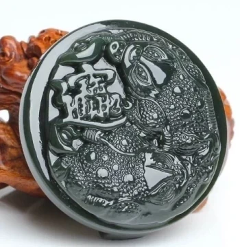 Xinjiang Natural Hetian Jade Green Jade Belt Buckle Unisex Wealth-Attracting Toad Jade Waist Buckle