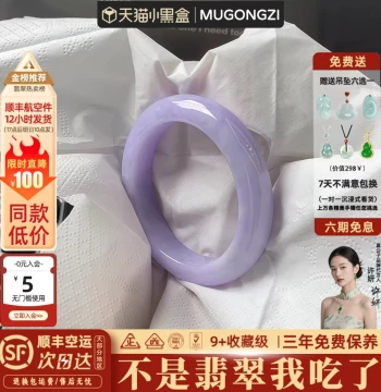 Mu Gongzi 'Lian Dong Luo Xue' Myanmar High-End Ice-Grade Violet Jadeite Bangle for Women, Authentic Processed