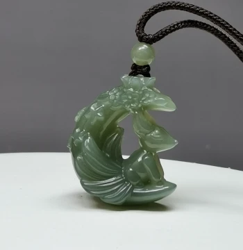 22-Year Old Shop Natural Hetian Jade Nine-Tailed Spirit Fox Pendant Couple Numbers 20, 21 with Certificate