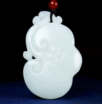 Xinjiang Master Li Linfei Hetian Jade Mutton White Jade Lingzhi Ruyi Pendant for Men and Women, Weight 31.01g