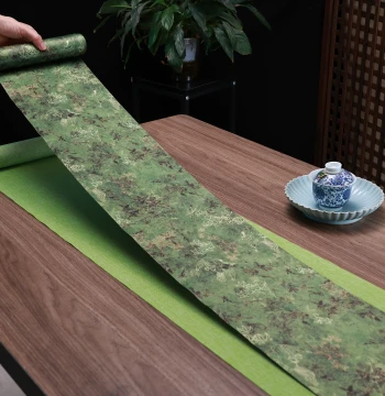 New Chinese Style Green Tea Mat, Waterproof Double-Sided Table Runner, Tea Flag Pad, Light Luxury Wabi-Sabi Zen Style Table Pad, Tea Table Cloth