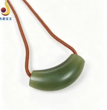 [Wealth at the Waist] Hetian Jade Curved Tube Pendant, Authentic Jade Drop with Polished Surface for Men and Women, Birthday Gift with Certificate