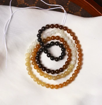 Sugar-Dye Gradient Color Natural Hetian Jade Round Bead Necklace Pendant Rope Women's Jade Neck Chain Jewelry Gift