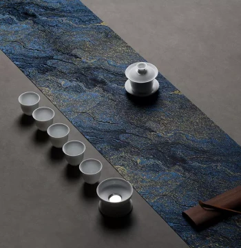 2025 New Chinese Style Fabric Tea Mat: Brocade Table Runner, Zen Auspicious Cloud Pattern, Double-Sided Thickened Waterproof Master Mat Customization