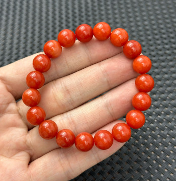 Card 10mm Natural South Red Persimmon Red Full Color Full Flesh Round Beads 19 Beads Bracelet Sichuan Liangshan Material Authentic Clearance