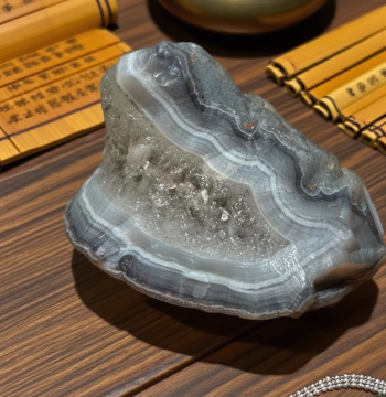 Banded Agate and Sky Blue Crystal Symbiotic Ornament