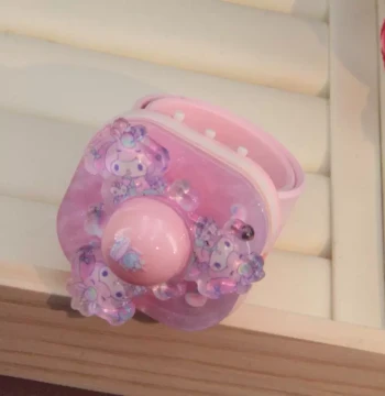 Sanrio Colorful My Melody Children's Watch Rotating Light-Up Snap Bracelet Kuromi Cinnamoroll Snap Circle