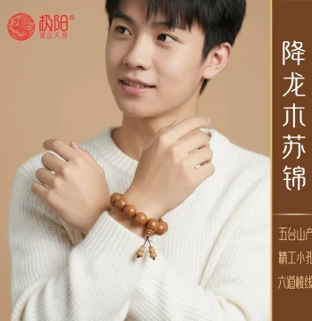 Premium Aged Six-Ring Wood Prayer Beads Bracelet, 108 Beads from Wutai Mountain Old Stock, Dragon Whisker Vine, Dragon-Subduing Wood with Six Stripes