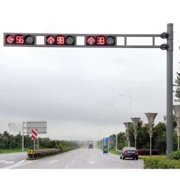 LED Signal Light Pole - Manufacturer Direct Sales, 6.5m Uniform Diameter with Cross Arm, Hot-Dip Galvanized