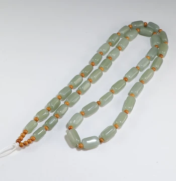 [Bonus Item] Hetian Jade 41-Piece Irregular Bead Necklace Pendant Rope with Olive Pit Small Beads Uncle Lou Unique Item