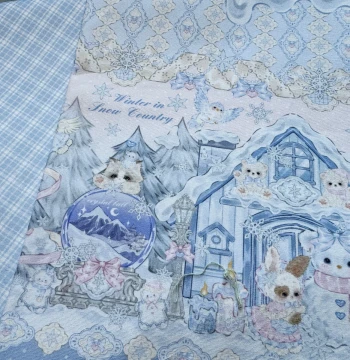Copyright Pattern 100% Cotton 8oz Canvas High-Density Canvas Winter Snow House Series Bags Tablecloths Overalls Jackets