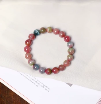 Super Value Recommendation: Natural Old Mine Tourmaline Watermelon Color Single-Loop Bracelet, Women's Crystal Tourmaline Jewelry Gift