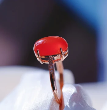 Special Clearance Natural Red Agate Silver-Plated Inlaid Ring High-Quality Face Women's Red Agate Jewelry Ring