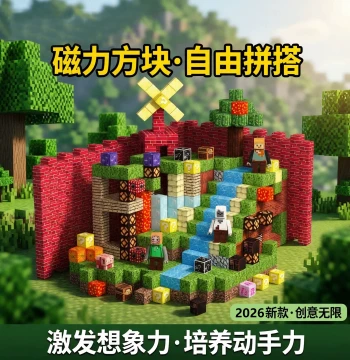 Minecraft Magnetic Blocks Full Set Authentic, Girls Boys Puzzle, Children Educational Assembly Magnetic Building Brick Toy