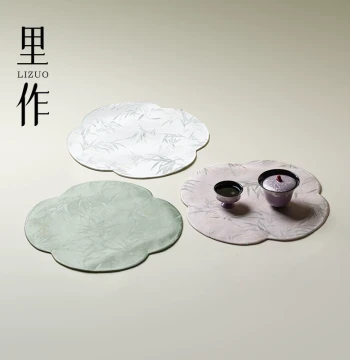 Lizuo New Chinese Zen Style Brocade Double-Sided Tea Mat, Light Luxury High-End Dry Brewing Mat for Small Tea Tables, Fabric Tablecloth Pad