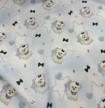 100% Cotton 8oz Canvas and Brocade Cotton Bowknot Dog Cartoon Jacket Tablecloth Bag Overalls Fabric