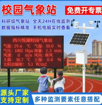 Outdoor Small Campus Environment Detection School Large Screen Weather Station, Temperature, Light, Rainfall, Wind Speed Research Observation Station