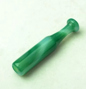 Traditional Old-Style Dry Tobacco Pipe Stem Accessory, Jade Filter Smoking Utensil, Hand-Carved Green Agate White Chalcedony Circulating Mouthpiece