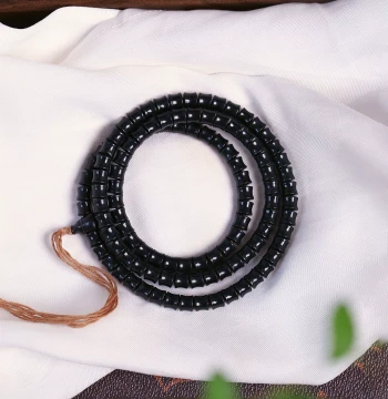 Natural Hetian Jade Xinjiang Material Black-Green Jade Bamboo Section Barrel Bead Bracelet, Buddhist Bead Chain, Unisex Jade Strand Jewelry