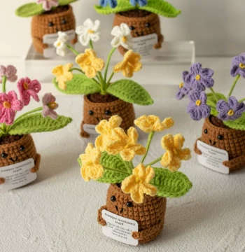 Practical Birthday Gift for Women Handmade Knitted Flower Bouquet Unique Premium Style New Year Decor for Best Friends