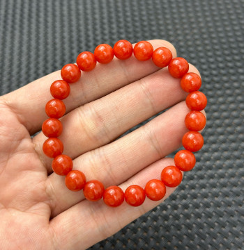 8mm Natural Southern Red Agate Persimmon Red Full Color Full Flesh Round Beads 23 Pieces Bracelet Sichuan Liangshan Material Authentic Clearance Sale