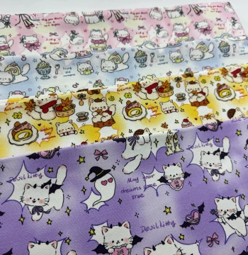 Exclusive Copyright Floral Pattern 100% Cotton 40-Count Poplin High-Density Little Cat Series - Fabric for Pajamas, Pillowcases, Scrunchies, Doll Clothes, Digital Printing